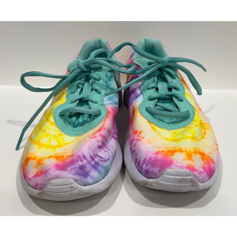 NIKE Tanjun Sneakers Tie Dye Print Tropical Twist / Metallic Silver Size 5.5 - Picture 3 of 7